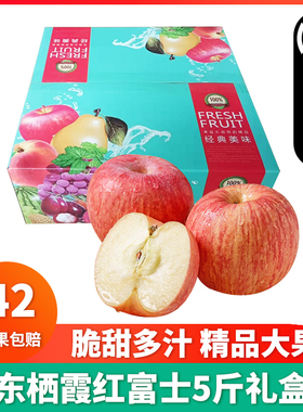 顺丰包邮】山东烟台红富士苹果5斤礼盒装栖霞红富士当季新鲜水果