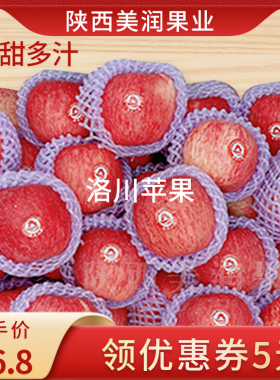 现摘陕西精品红富士大个五斤脆甜苹果冰糖心新鲜水果整箱10斤包邮