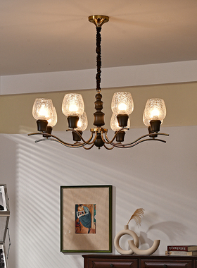 美式复古吊灯卧室客厅主灯新中式中古南洋风餐厅灯高端设计师灯具