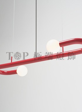 现代极简客厅180°锌光曲线吊灯创意设计时尚高端北欧餐厅金属灯
