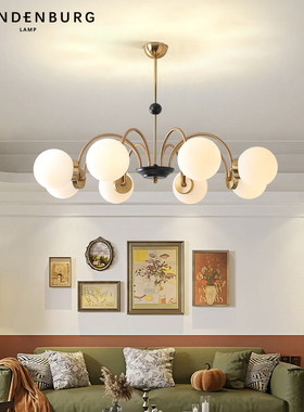 高端新中式吊灯魔豆法式中古vintage灯餐厅复古卧室轻法式客厅灯
