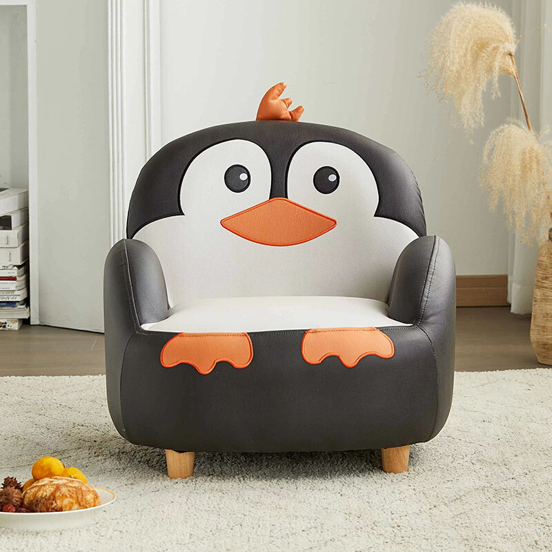 动物企鹅儿童沙发实木单人小沙发书房阅读可爱椅子卡通男女孩座椅