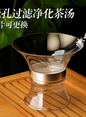 1000目高密度玻璃茶漏无孔茶滤泡茶器茶叶过滤网茶具茶隔茶水分离