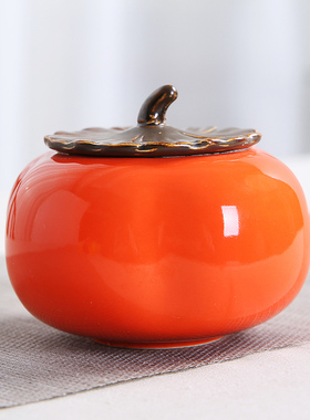 柿柿如意陶瓷柿子罐空礼盒装普洱红茶绿茶叶包装密封罐子礼品定制