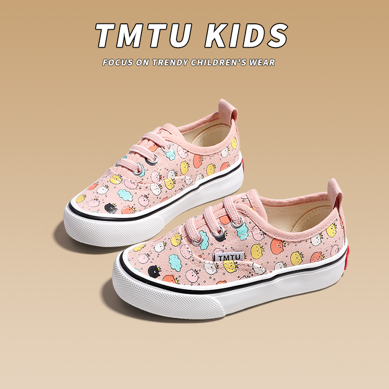 TMTU KIDS女童帆布鞋2023年新款一脚蹬儿童布鞋子秋冬款休闲板鞋