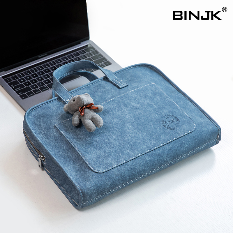 手提电脑包大容量多功能适用华为13.3寸韩版时尚好看的苹果联想小新air14斜挎小米单肩女戴尔15.6防震保护袋