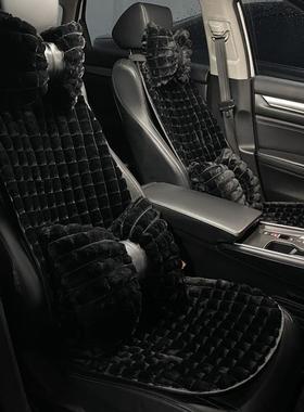汽车坐垫冬季毛绒女士车内座垫网红简约座椅加热垫子单片四季通用