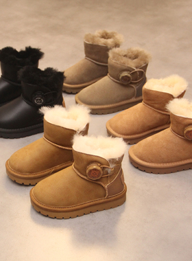 儿童雪地靴2023冬季新款男童冬鞋加厚保暖大棉鞋加绒防水女童靴子