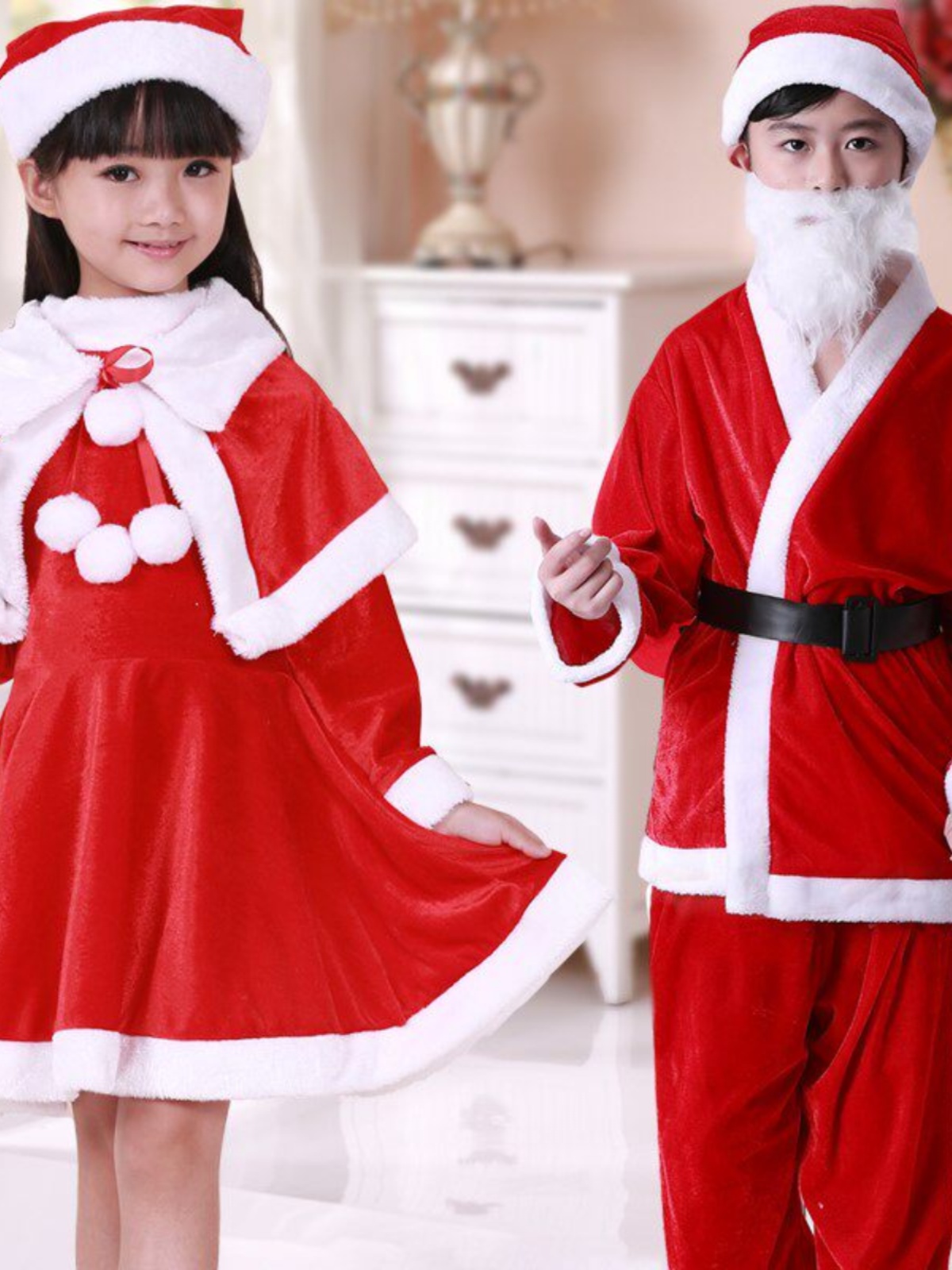 圣诞衣服儿童圣诞节服装女童男孩演出服套装幼儿园服饰披风斗篷