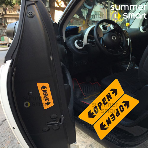 适用于09-24款Smart汽车  车门反光贴纸开门警示贴纸车贴警告贴纸