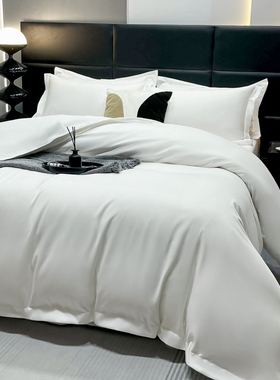 酒店床上用品四件套加厚被套带被芯枕头布草民宿宾馆白色组合全套