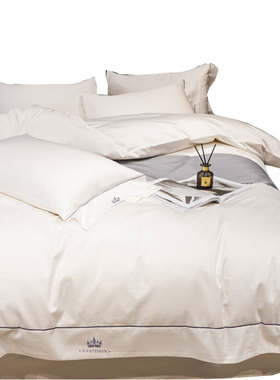 推荐床上用品全套组合七件套纯棉八件四件套带被芯枕芯白色酒店被
