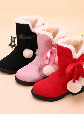 女童靴子2023新款儿童雪地靴中大童加绒保暖公主长筒靴小女孩冬靴
