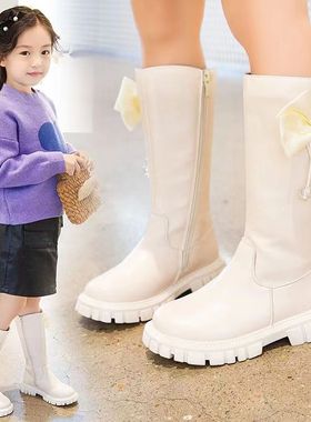 女童靴子2023冬季新款加绒洋气儿童高筒靴时尚保暖棉靴女孩长筒靴