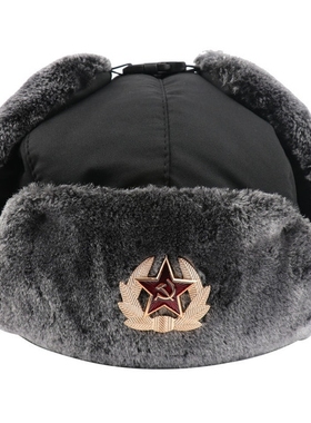 苏联CCCP徽章雷锋帽防风保暖护耳帽男女户外骑行俄罗斯保暖帽子