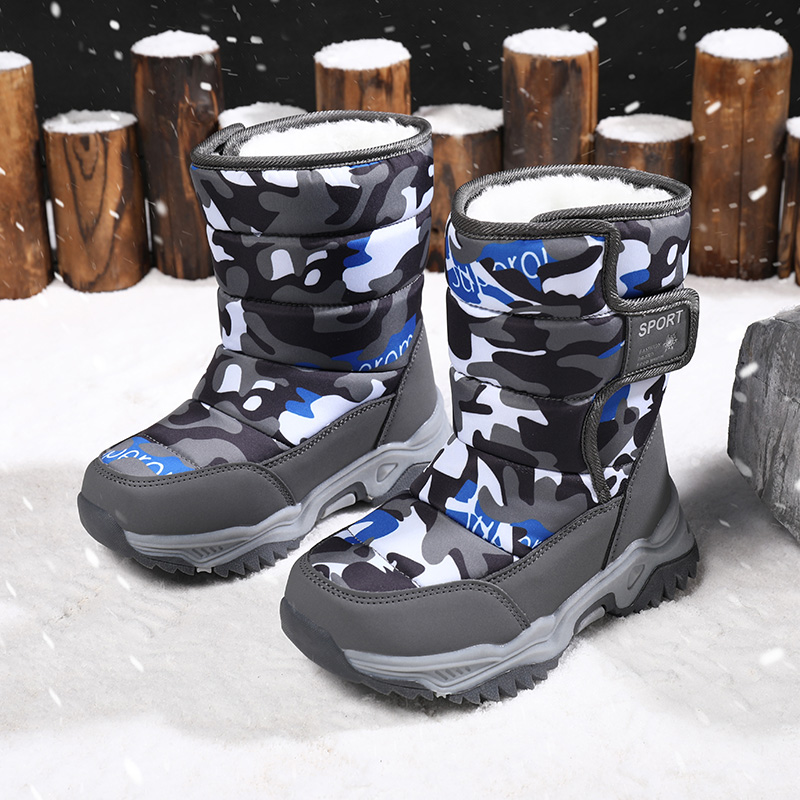 冬季高帮儿童雪地靴男童女童户外防水防滑棉鞋登山鞋爬雪山保暖靴