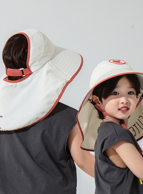 儿童防晒帽夏季男童遮阳帽女童宝宝帽子太阳帽户外防紫外线渔夫帽