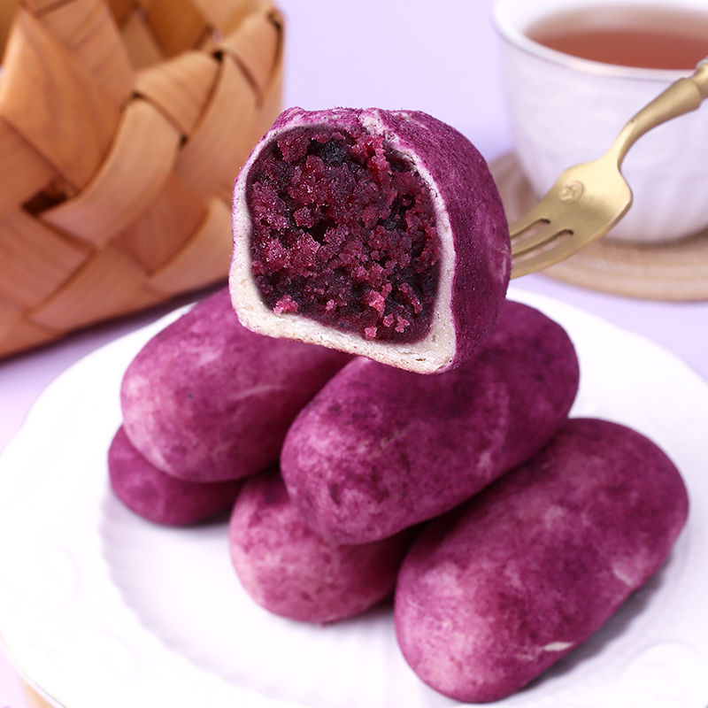 紫薯仔面包健康孕妇早餐手工0添加蔗糖健康代餐解馋休闲小糕点