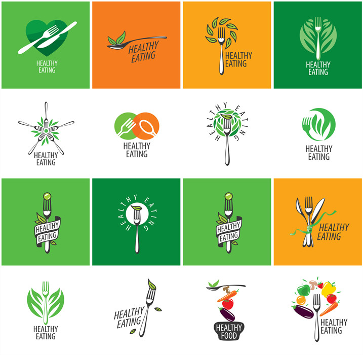 A0899矢量AI设计素材 食物健康生活刀叉食品安全绿色素食蔬菜logo