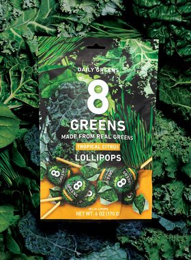 8Greens - 8种纯天然绿色植物棒棒糖 儿童成人补充健康零食 10支