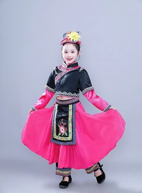 十一届小荷风采小手绣花献给党舞蹈演出服少数民族彝族羌族表演服