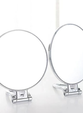 台式化妆小镜子双面手柄镜便携折叠壁挂镜精致简约高清美容梳妆镜