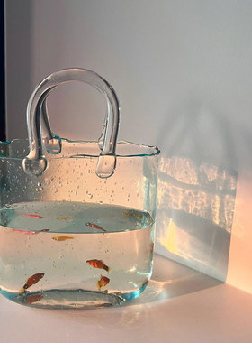 电视柜旁鱼缸小型客厅2023新款观赏手提小鱼玻璃缸桌面摆件金鱼