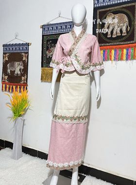 西双版纳新款傣族服饰女上衣筒裙高端旅游写真套装日常生活装