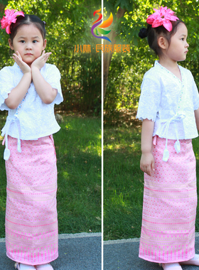 西双版纳傣族女童服装演出礼服 泼水节民族服饰短袖套装生活装525