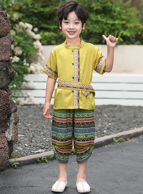 傣族服装男童泼水节云南西双版纳少数民族服饰儿童女童套装夏季