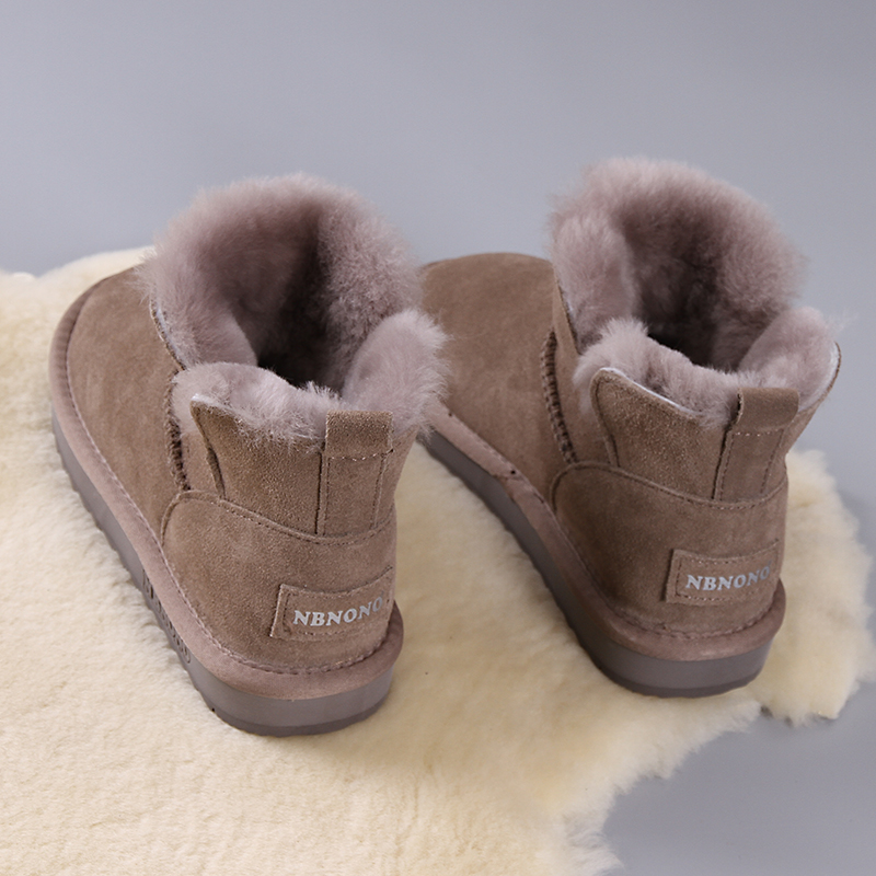 雪地靴女2023冬季新款牛皮羊毛皮毛一体加绒短筒靴子防滑保暖棉鞋
