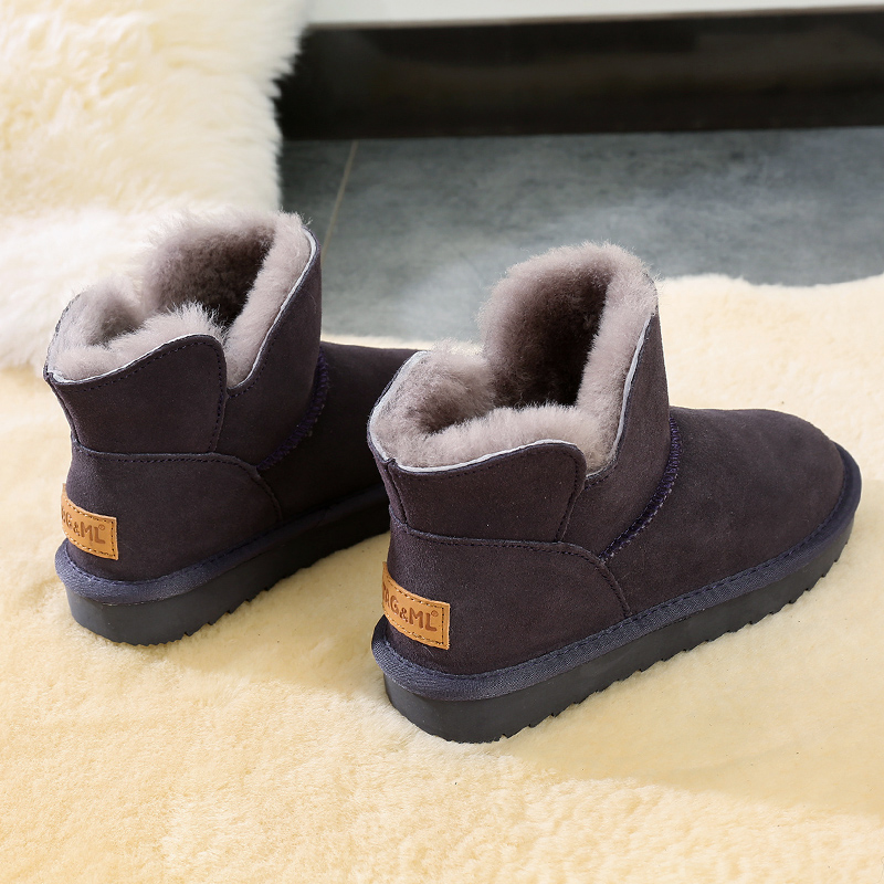 雪地靴女新款牛皮羊毛短筒皮毛一体短靴防滑加厚保暖冬靴女鞋