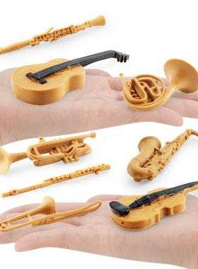 仿真乐器模型套装 场景摆件 乐器认知玩具 笛子 小提琴 萨克斯