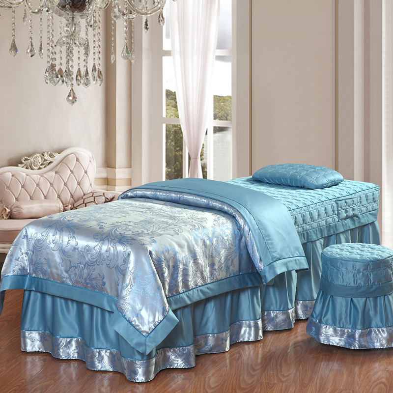 新品包邮全棉水洗真丝美容床罩四件套美容院床罩美体按摩SPA床品