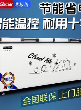北极川冷柜智能卧式大冰柜商用大容量冷藏冷冻家用节能雪糕柜冰箱