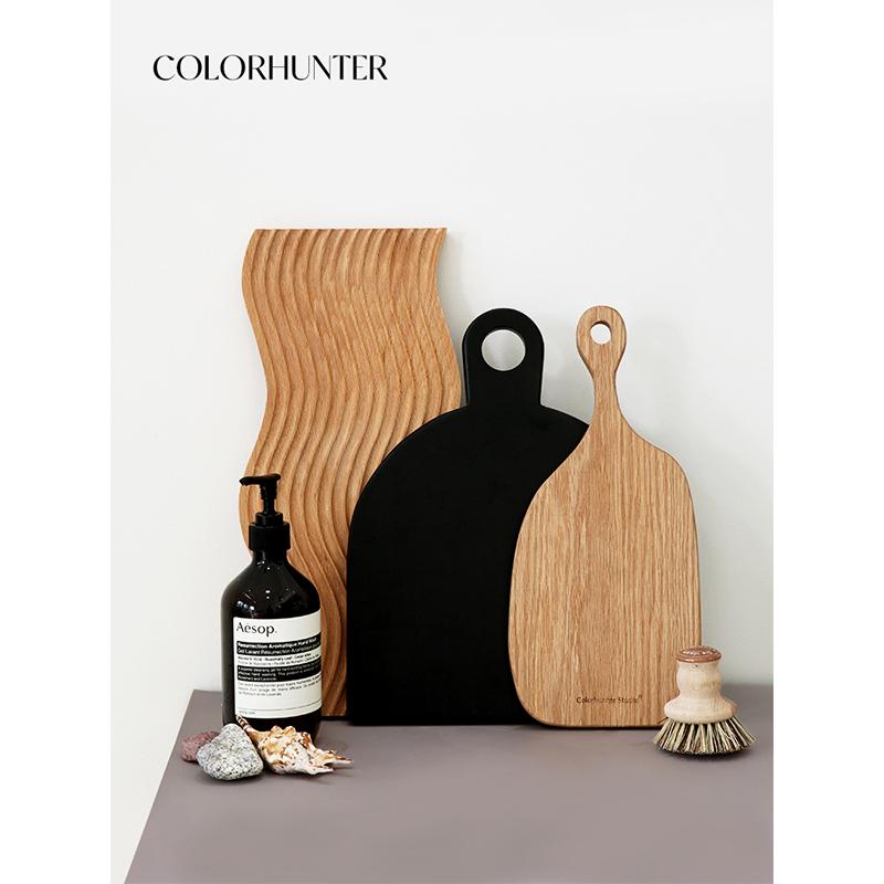 colorhunter 简约实木装饰厨房软装面包蛋糕冷食托盘创意木制摆件