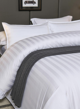 酒店床上用品全套组合被子被褥一整套全棉民宿宾馆专用白色七件套