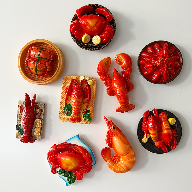 创意冰箱贴仿真食物食玩磁力贴留言贴磁性贴装饰立体树脂虾蟹磁贴