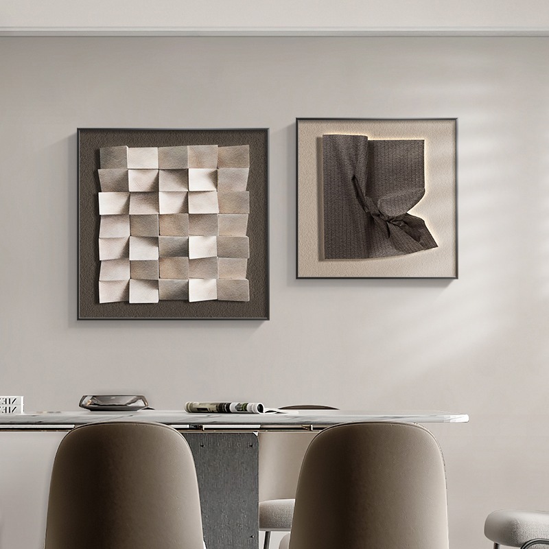 大气餐厅装饰画几何抽象黑白客厅挂画现代简约新款2024高级感壁画