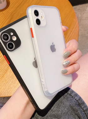 苹果12磨砂手机壳适用iPhone13直边新款15软胶11promax硅胶xr全包防摔14plus防指纹保护套