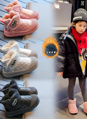 儿童雪地靴2024冬季新款加绒加厚冬靴女童软底棉靴子男童宝宝棉鞋