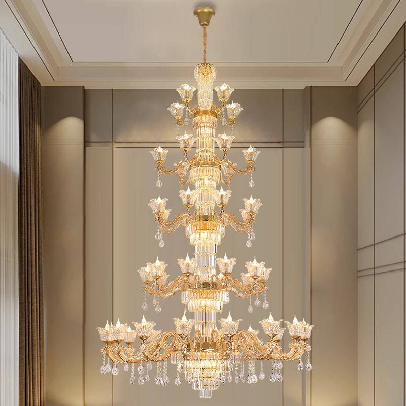 客厅吊灯欧式水晶灯2024年新款LED奢华餐厅灯别墅主大厅水晶灯具