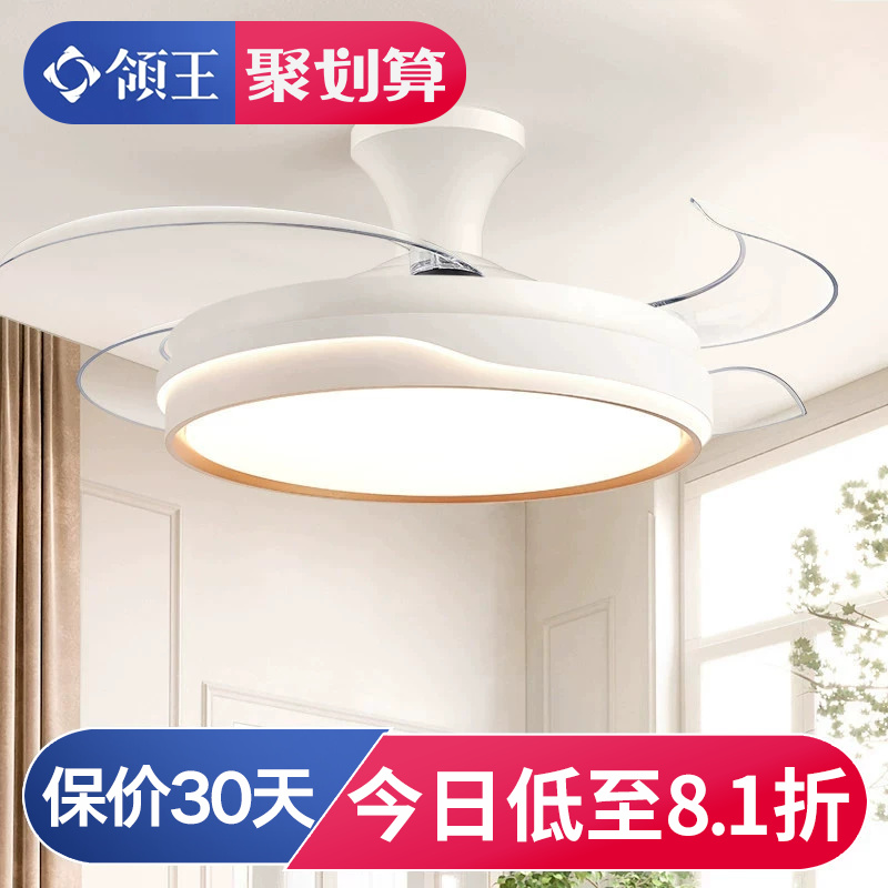 领王2024年新款风扇灯创意艺术北欧ins奶油风餐厅客厅卧室吊扇灯