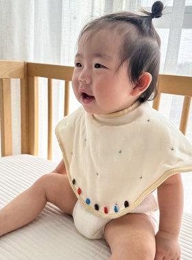 出口日本6层纯棉纱布婴儿围嘴口水巾360度柔软吸水围兜宝宝拍嗝巾