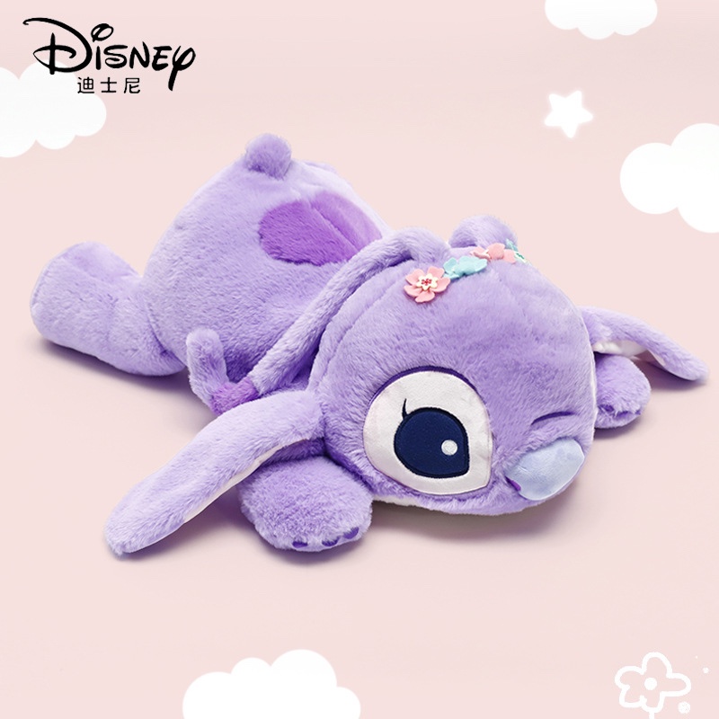 迪士尼正版紫色史迪仔公仔趴睡抱枕安琪玩偶女友毛绒玩具生日礼物