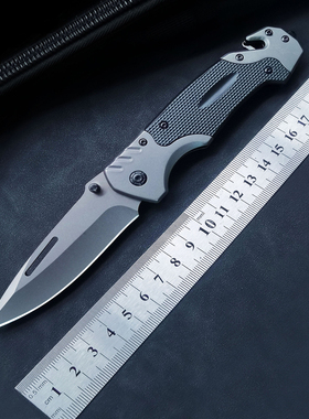 灰钛色户外折叠小刀高硬度防身工具便携野营刀具弹簧钢折叠刀军刀