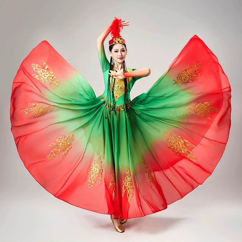 新疆舞蹈演出服2024新款少数民族服装女成人中国风独舞艺考大裙摆