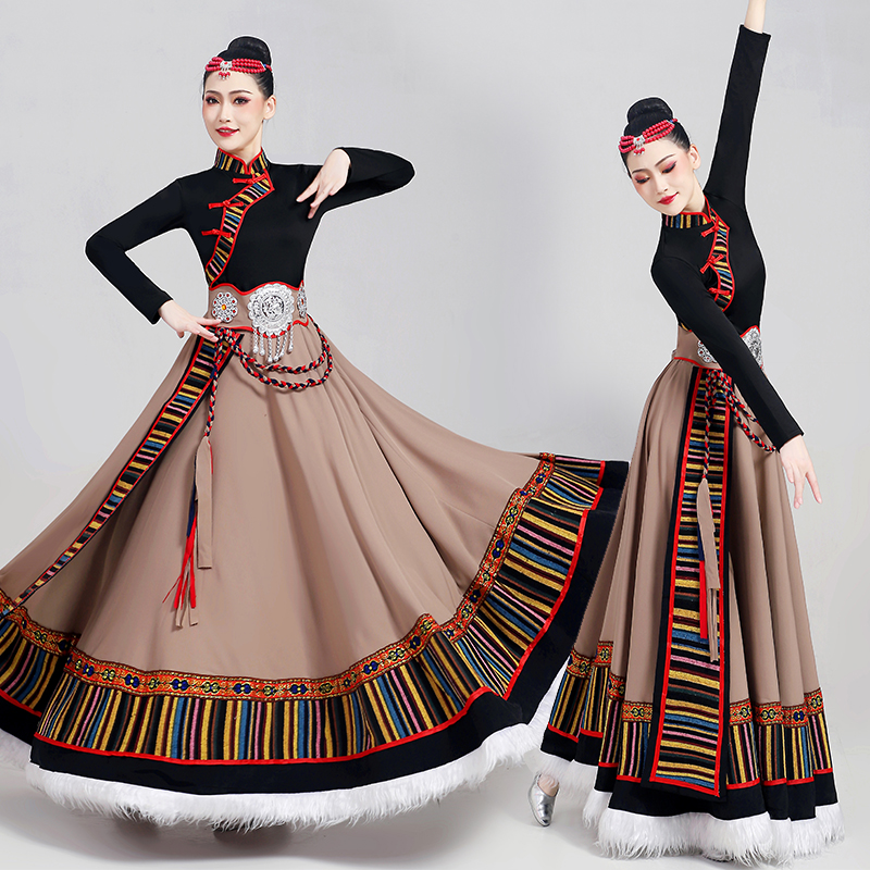 蒙古服装女艺考少数民族演出服藏族成人舞蹈服练习半身大摆裙套装