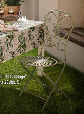 复古田园绿色法式花园桌椅庭院阳台天台折叠铁艺椅子休闲户外圆桌