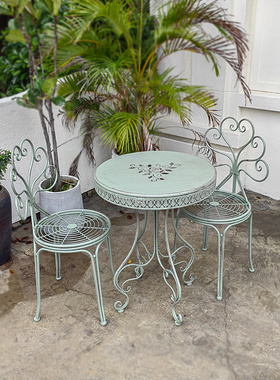 铁艺休闲桌椅组合套件阳台奶茶咖啡店茶几户外庭院花园露台靠背椅